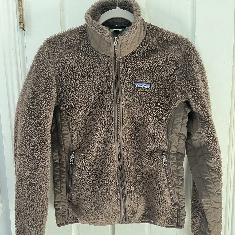 Patagonia Synchilla Women's Fleece Sherpa Small Brown Full Zip Coat Jacket